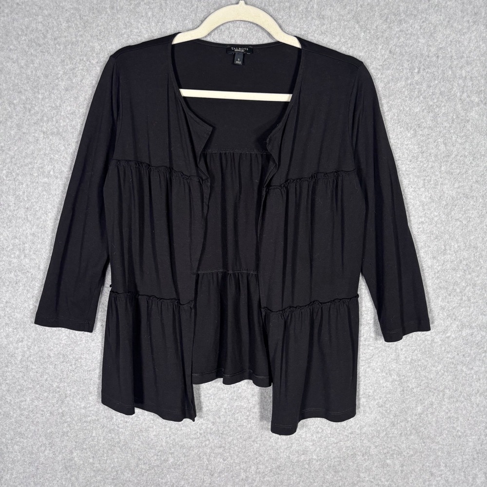 Talbots Ruffle Tiered Cardigan Small Thin Jersey Whimsigoth Dainty Coquette Twee